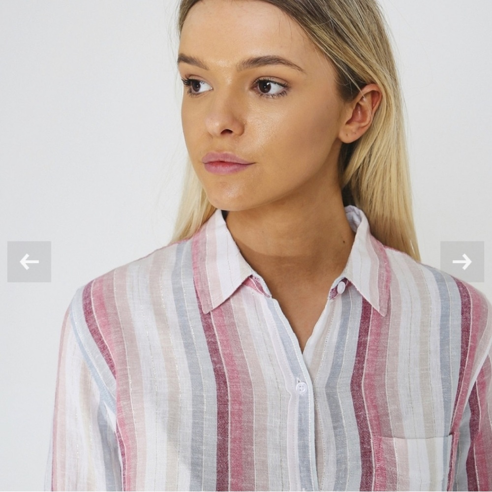 Rails Charli Button Down Top Tropic Metallic Stri… - image 4